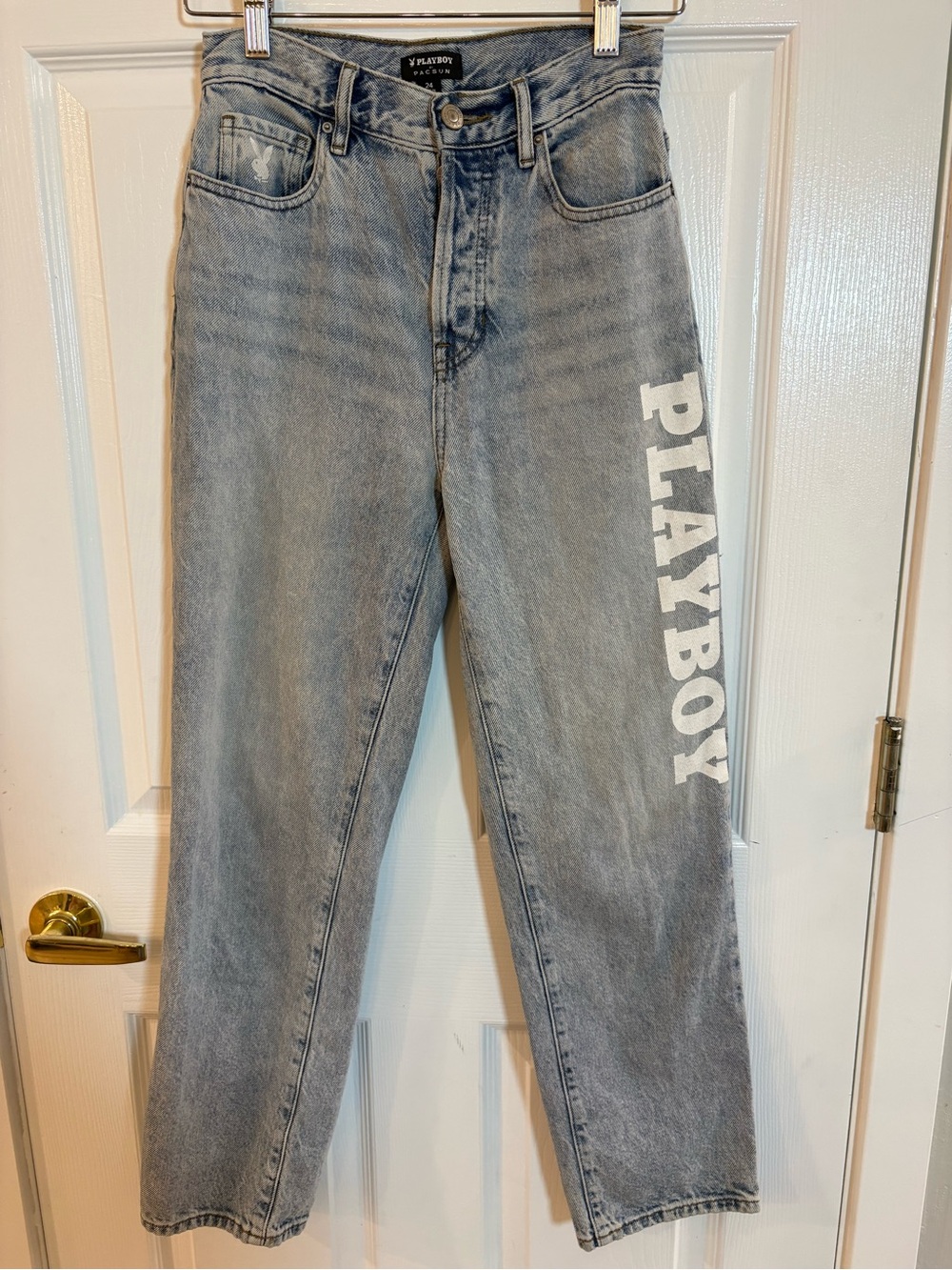 Playboy by PacSun Mom Jeans Size 24 Button Fly Graphic Logo Denim Y2K
